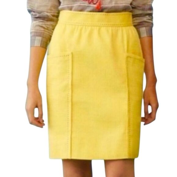 Anthropologie Cartonnier Yellow with large hip pockets skirt size 12 - Picture 1 of 11